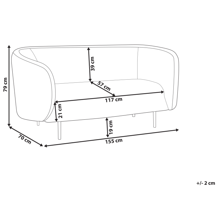 Canapea cu 2 locuri LOEN  Negru [3]