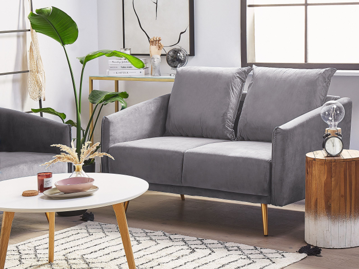 2-seater sofa MAURA Grey Velvet [1]