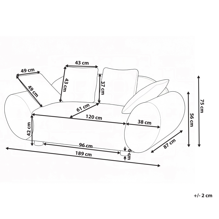 Canapea cu 2 locuri RINGEL  Bej deschis [3]