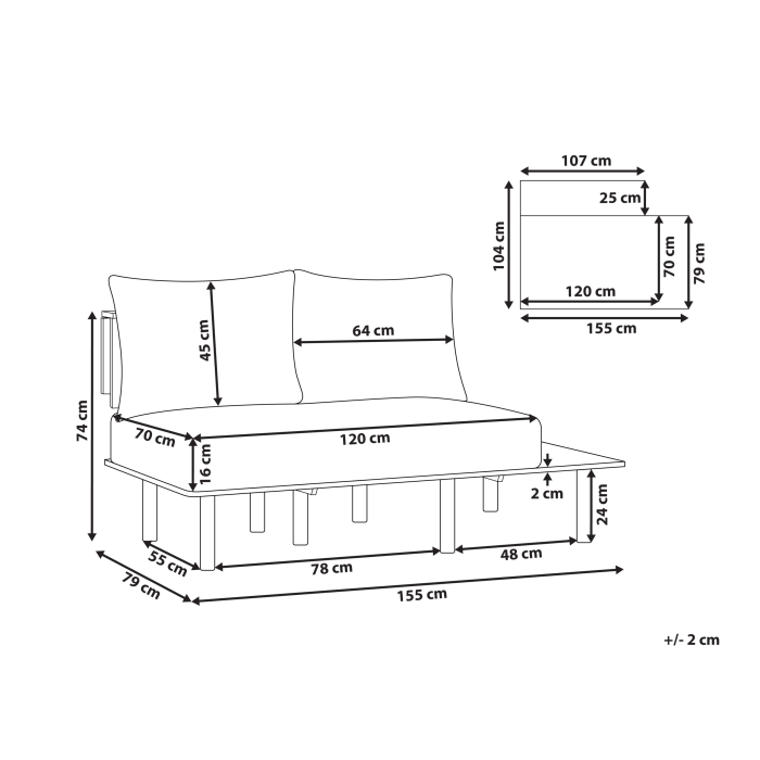 SALO 2-seater sofa Blue with tables [3]