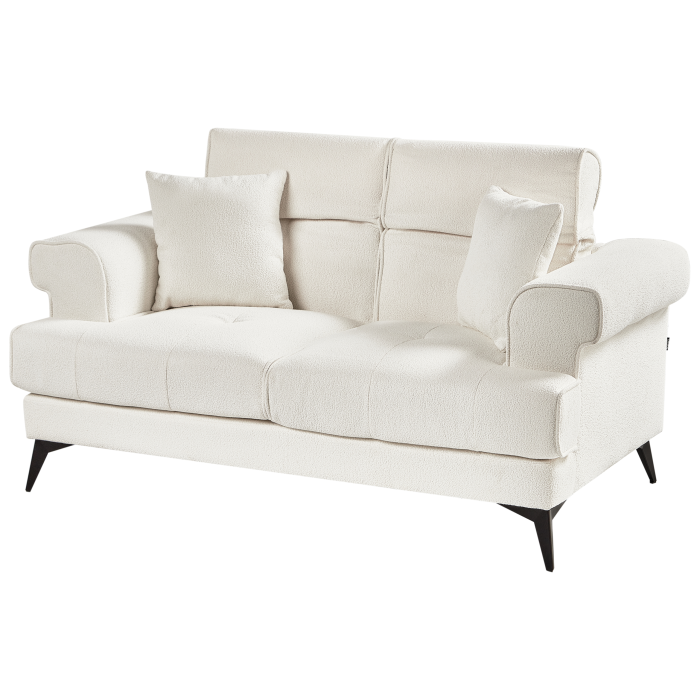 Canapea cu 2 locuri SKIVE Boucle Alb [7]