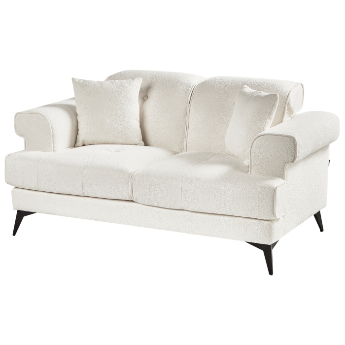 Canapea cu 2 locuri SKIVE Boucle Alb [6]