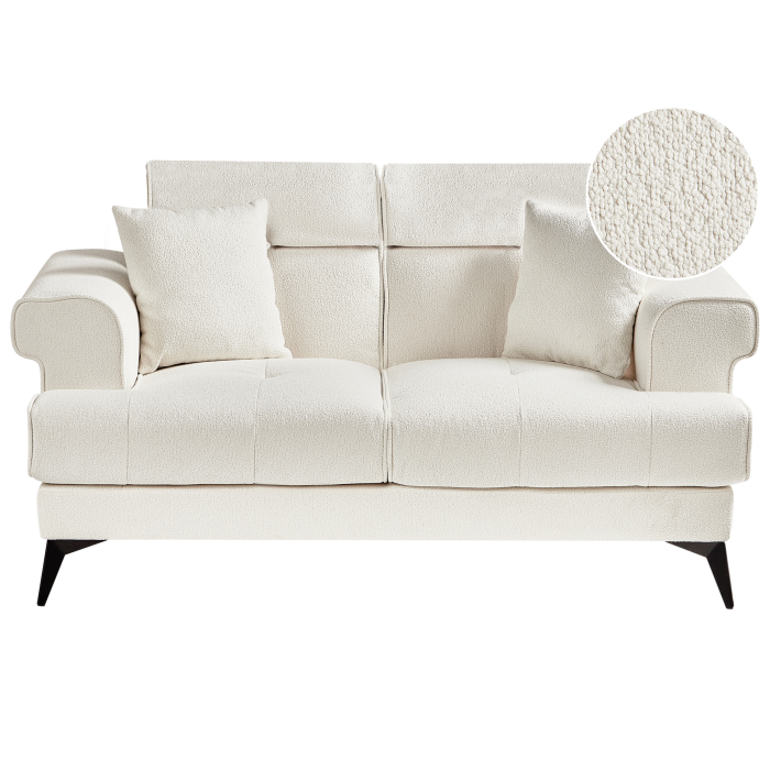 Canapea cu 2 locuri SKIVE Boucle Alb [2]