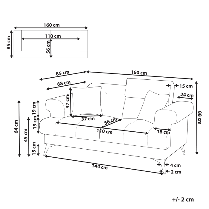 2-seater sofa SKIVE Light Brown [3]