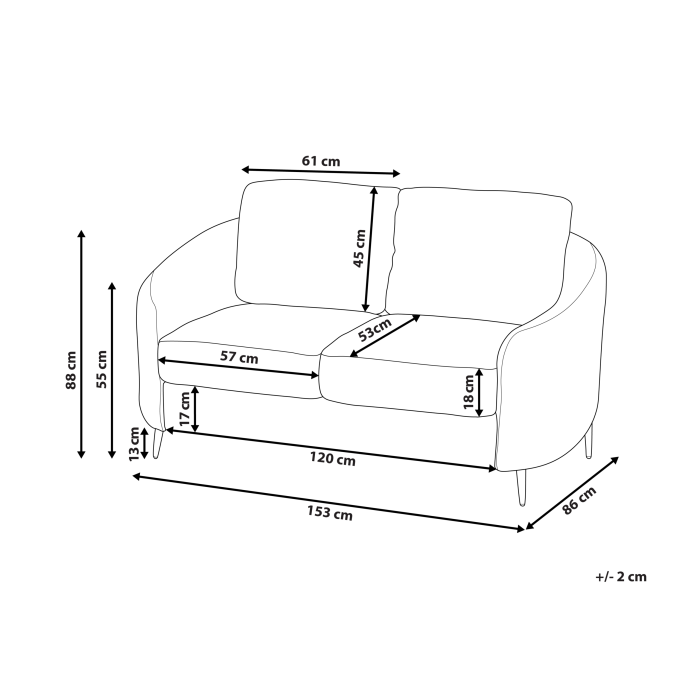Canapea cu 2 locuri TROSA  Gri deschis [3]