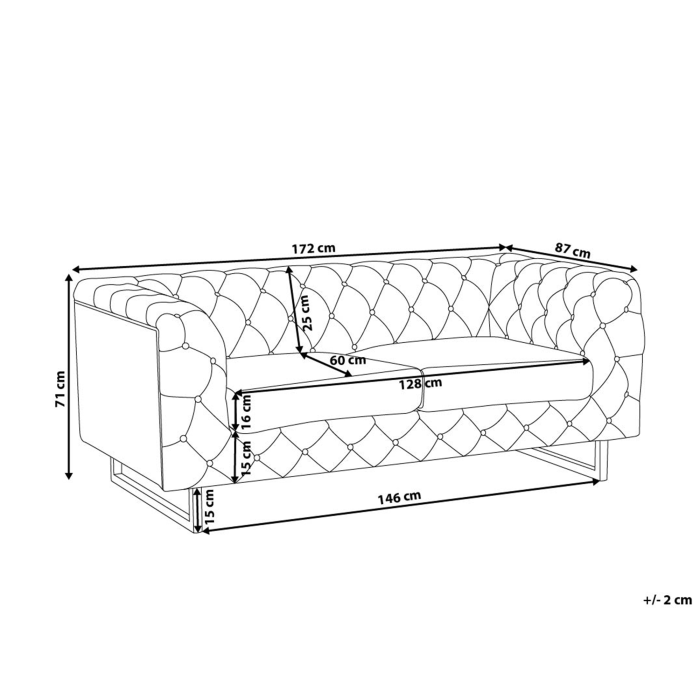 Canapea cu 2 locuri VISSLAND Piele ecologică Alb [3]