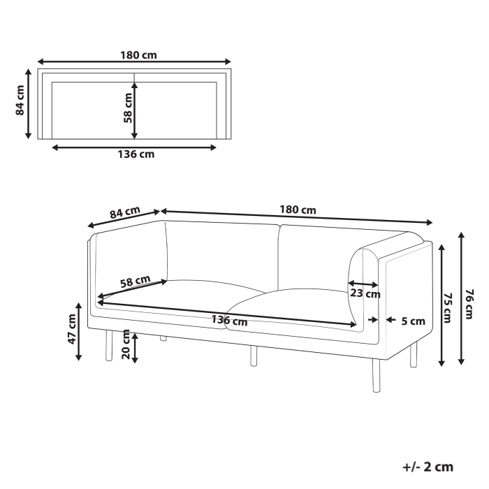Canapea cu 2 locuri VORGOD  Alb-murdar [3]