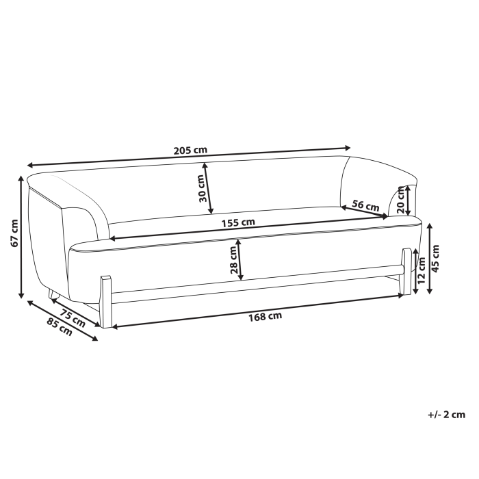 Canapea cu 3 locuri ALNOR Chenille Maro [3]