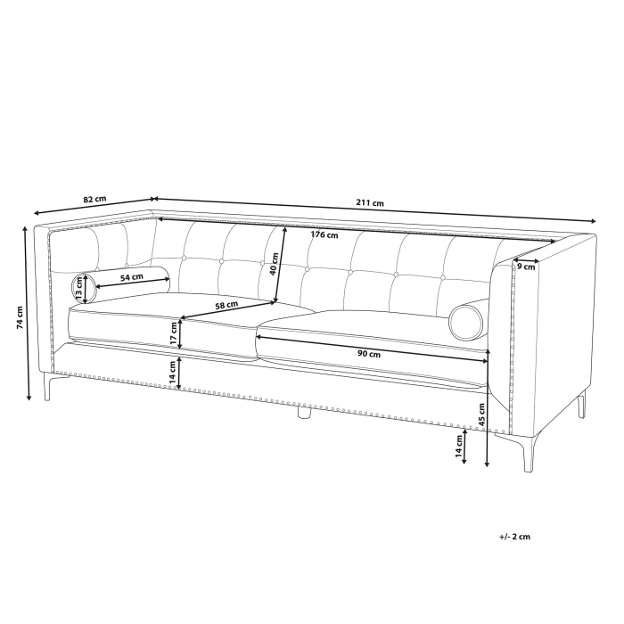 Canapea cu 3 locuri AVALDSENES Catifea Bleumarin [3]