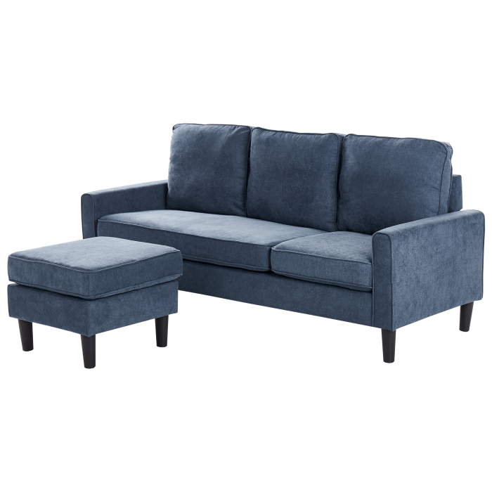 Canapea cu 3 locuri AVESTA  Albastru închis cu otoman [5]