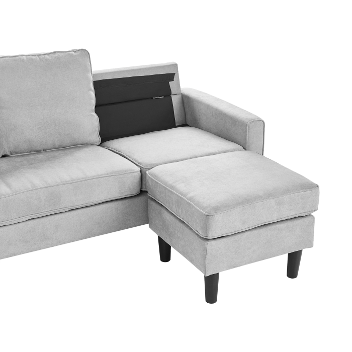 3-seater sofa AVESTA Light grey with ottoman [8]