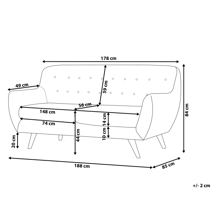 3-seater sofa BODO Velvet Navy blue [3]