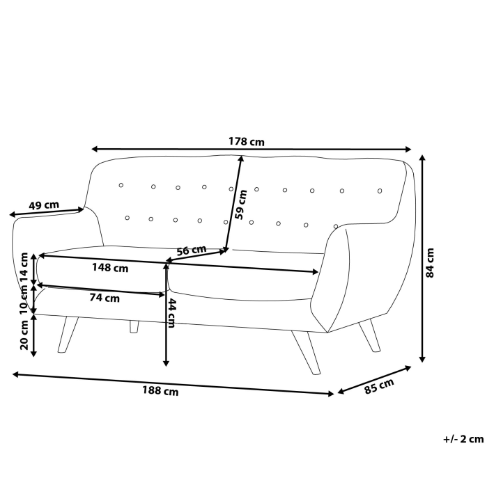 BODO 3-seater sofa bed Grey velvet [3]