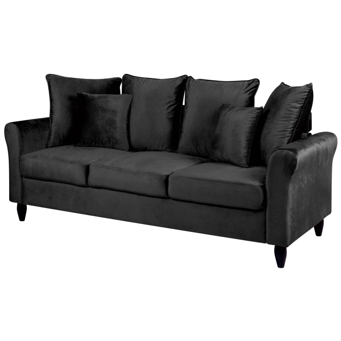 3-seater sofa bed BORNHOLM Black velvet [4]