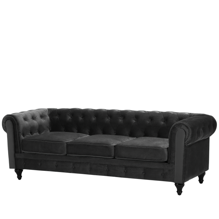 CHESTERFIELD 3-seater sofa Black velvet [4]