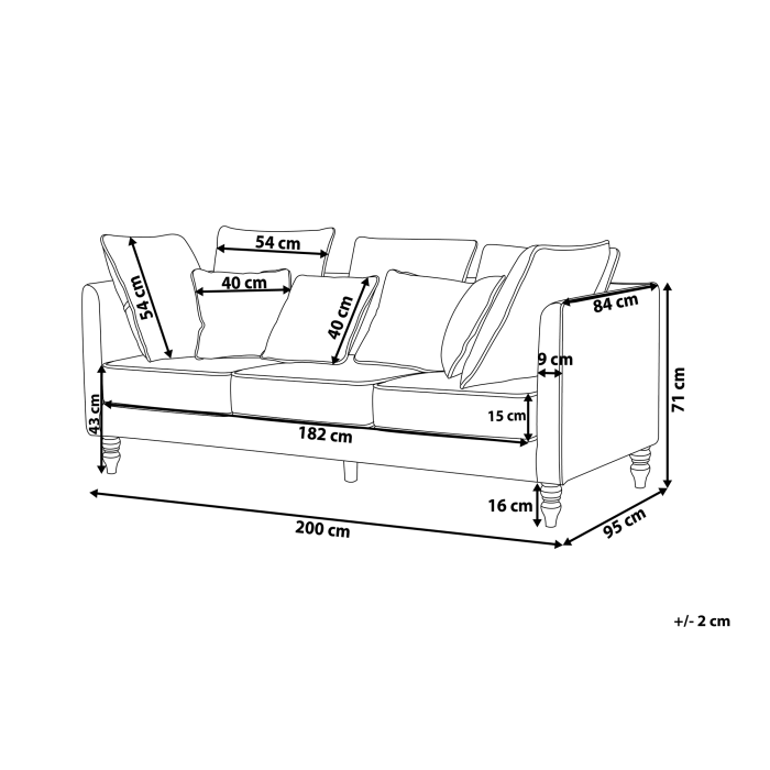 Canapea cu 3 locuri FENSTAD Catifea Gri [3]