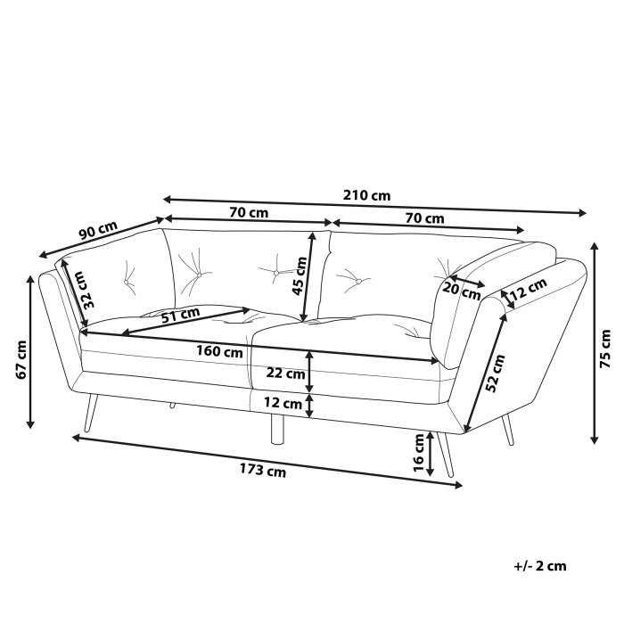 3-seater sofa LENVIK Velvet Navy Blue [3]