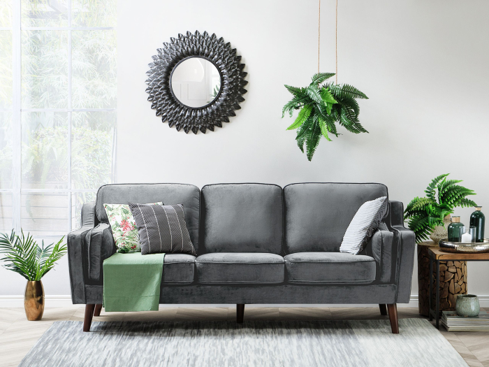 3-seater sofa LOKKA Velvet Dark grey [1]