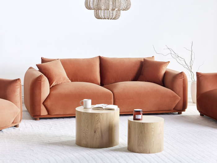 Canapea cu 3 locuri LUVOS Catifea Maro auriu [1]