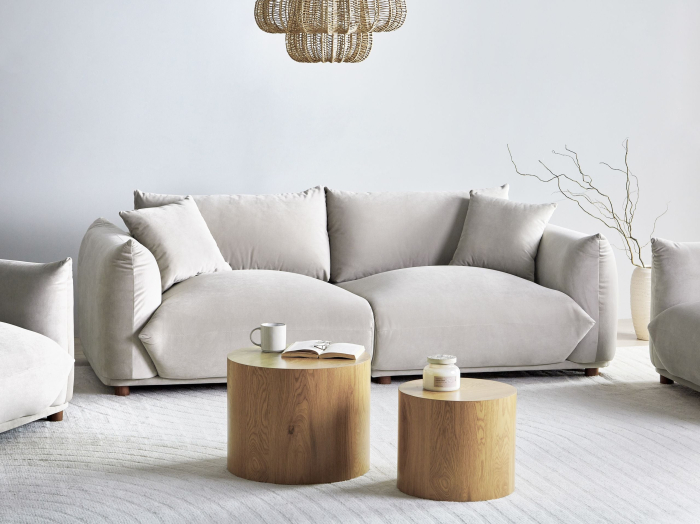 3-seater sofa LUVOS Taupe velvet [1]