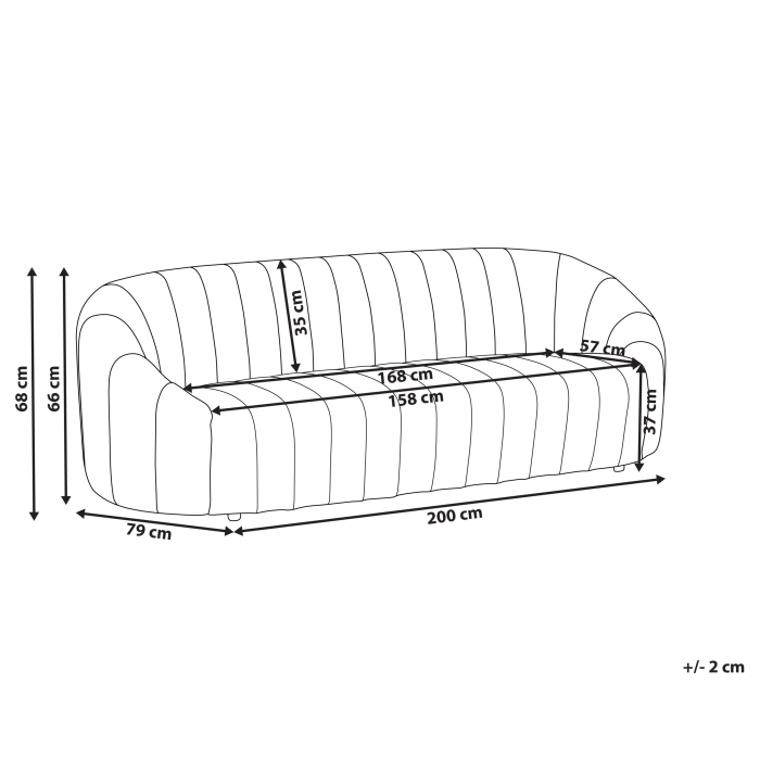 Canapea cu 3 locuri MALUNG Catifea Bej [3]