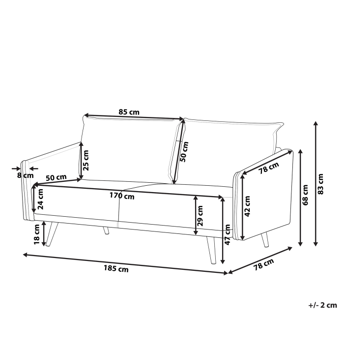 Canapea cu 3 locuri MAURA Catifea Gri [3]