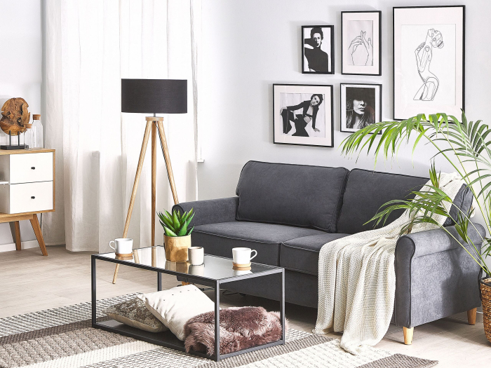 RONNEBY 3-seater sofa Velvet Dark grey [1]