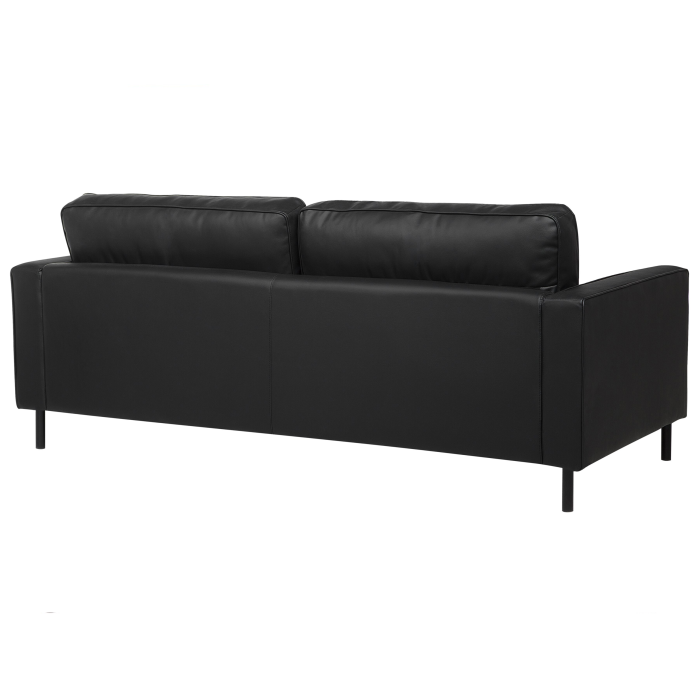 SAVALEN 3-seater sofa bed Natural leather Black [5]
