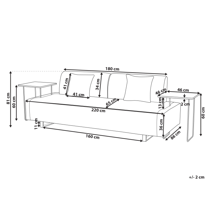 3-seater sofa SOKNA Light beige with tables [3]