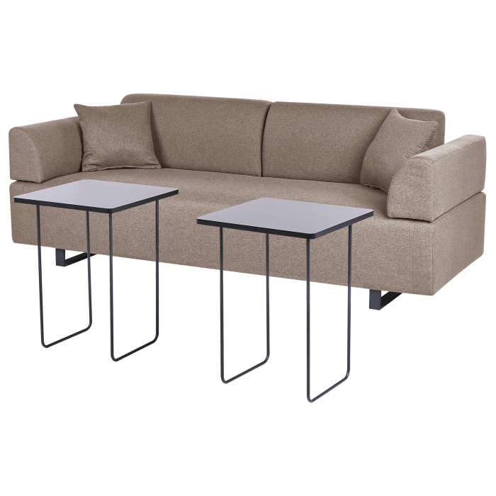 Canapea cu 3 locuri SOKNA  Maro deschis cu mese [4]