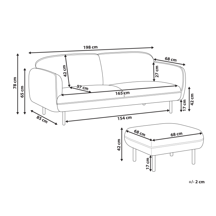 Canapea cu 3 locuri TONSBERG  Bej deschis cu otoman [3]