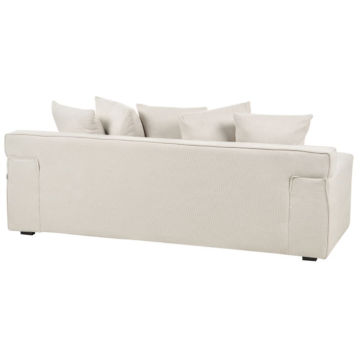 Canapea cu 3 locuri VISKAN Chenille Alb-murdar [5]