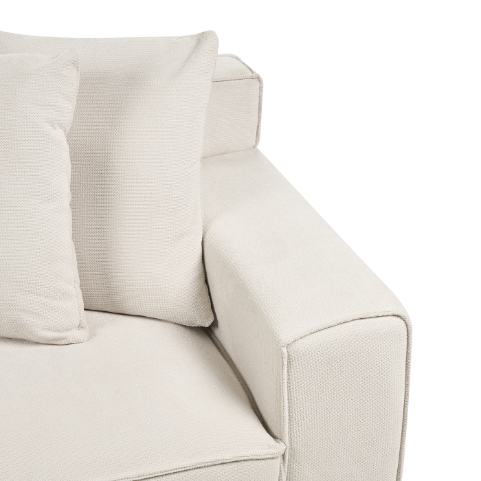 Canapea cu 3 locuri VISKAN Chenille Alb-murdar [7]