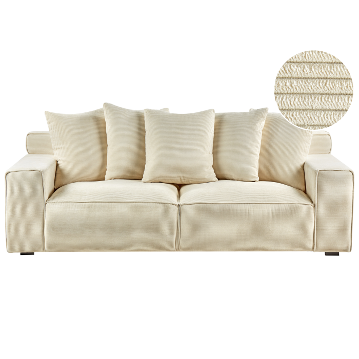 3-seater sofa VISKAN Velour Light Beige [2]