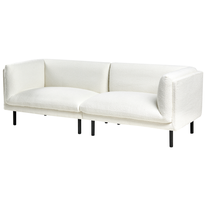 Canapea cu 3 locuri VORGOD Boucle Alb-murdar [5]