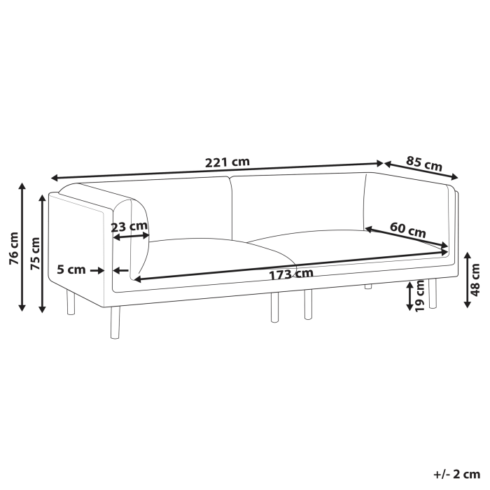 Canapea cu 3 locuri VORGOD  Negru [3]