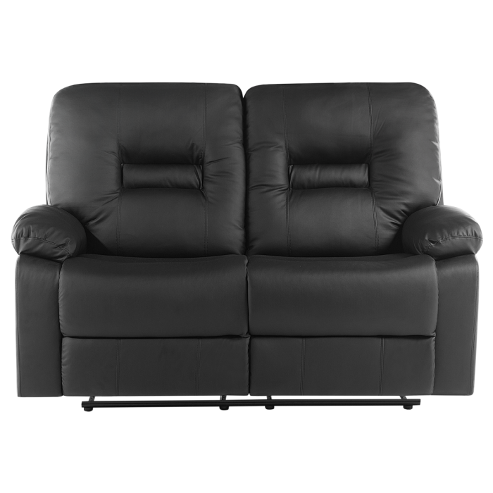 Canapea cu recliner manual cu 2 locuri BERGEN Piele ecologică Negru [4]