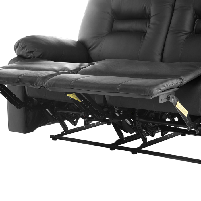 Canapea cu recliner manual cu 2 locuri BERGEN Piele ecologică Negru [8]