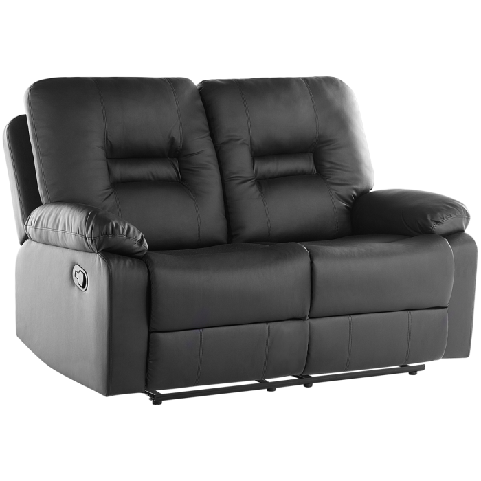 Canapea cu recliner manual cu 2 locuri BERGEN Piele ecologică Negru [5]