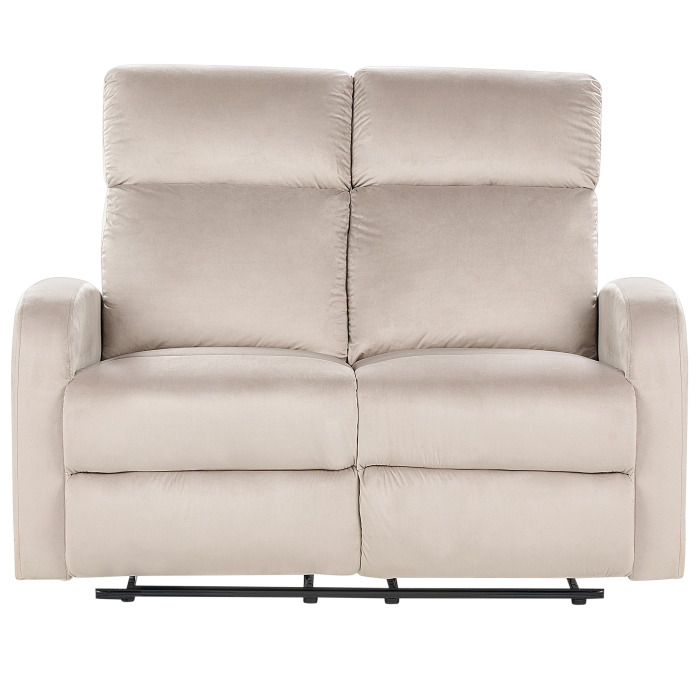 2-seater sofa bed with manual recliner VERDAL Taupe velvet [4]
