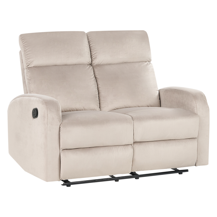 2-seater sofa bed with manual recliner VERDAL Taupe velvet [5]