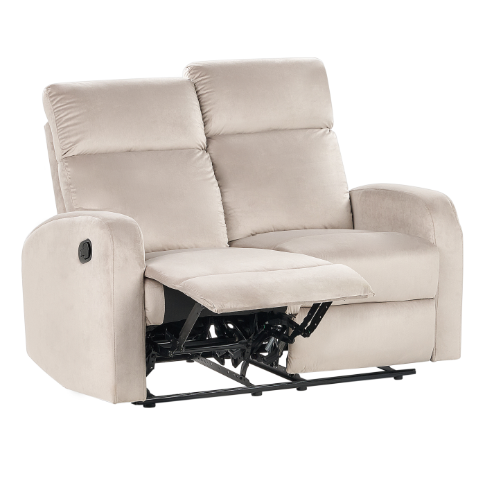 2-seater sofa bed with manual recliner VERDAL Taupe velvet [6]