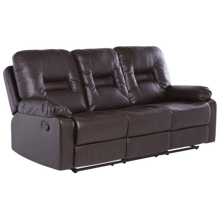 BERGEN 3-seater manual recliner sofa Brown eco-leather [5]