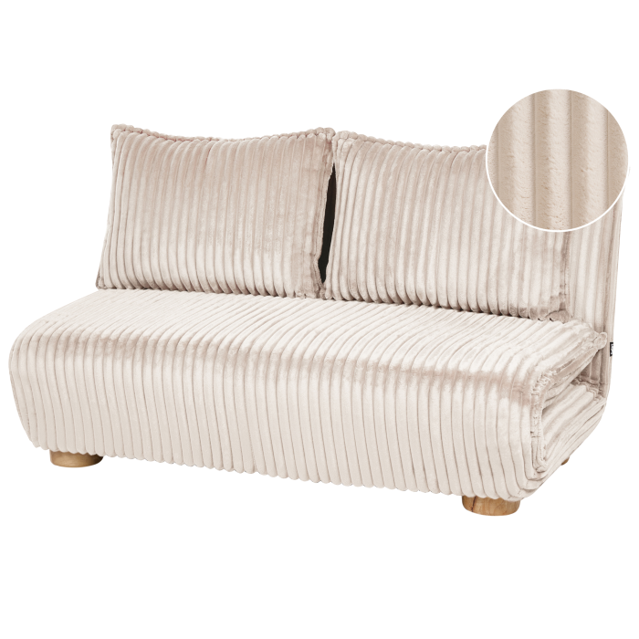 Canapea extensibilă cu 2 locuri ABISKO Blană artificială Alb-murdar [2]