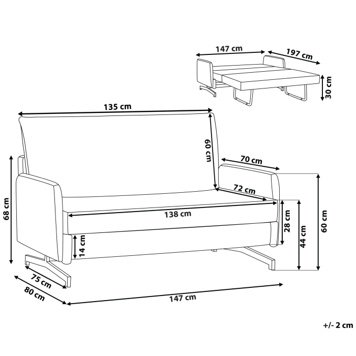 2-Seater Sofa Bed BELFAST Beige [3]