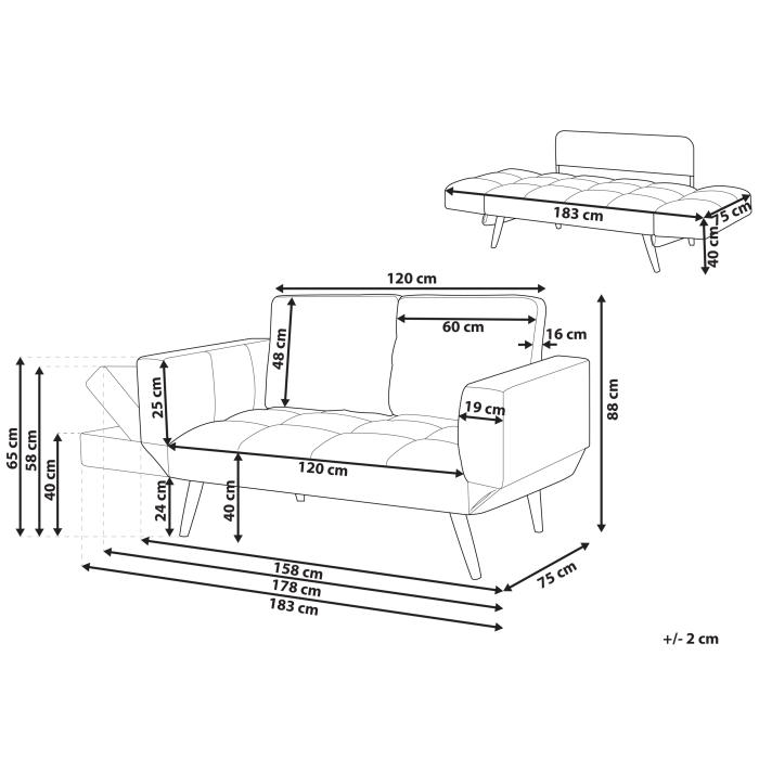2-seater sofa BREKKE Black Extendable [3]