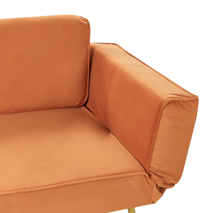 Canapea extensibilă cu 2 locuri SAARELA Catifea Portocaliu [9]