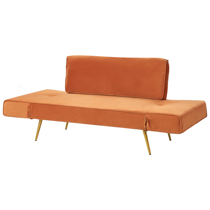 Canapea extensibilă cu 2 locuri SAARELA Catifea Portocaliu [5]