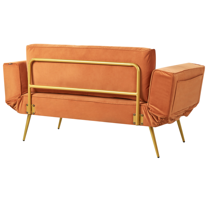 Canapea extensibilă cu 2 locuri SAARELA Catifea Portocaliu [8]