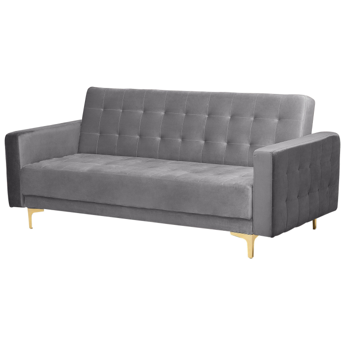 3-seater sofa ABERDEEN Velvet Grey Extendable [4]